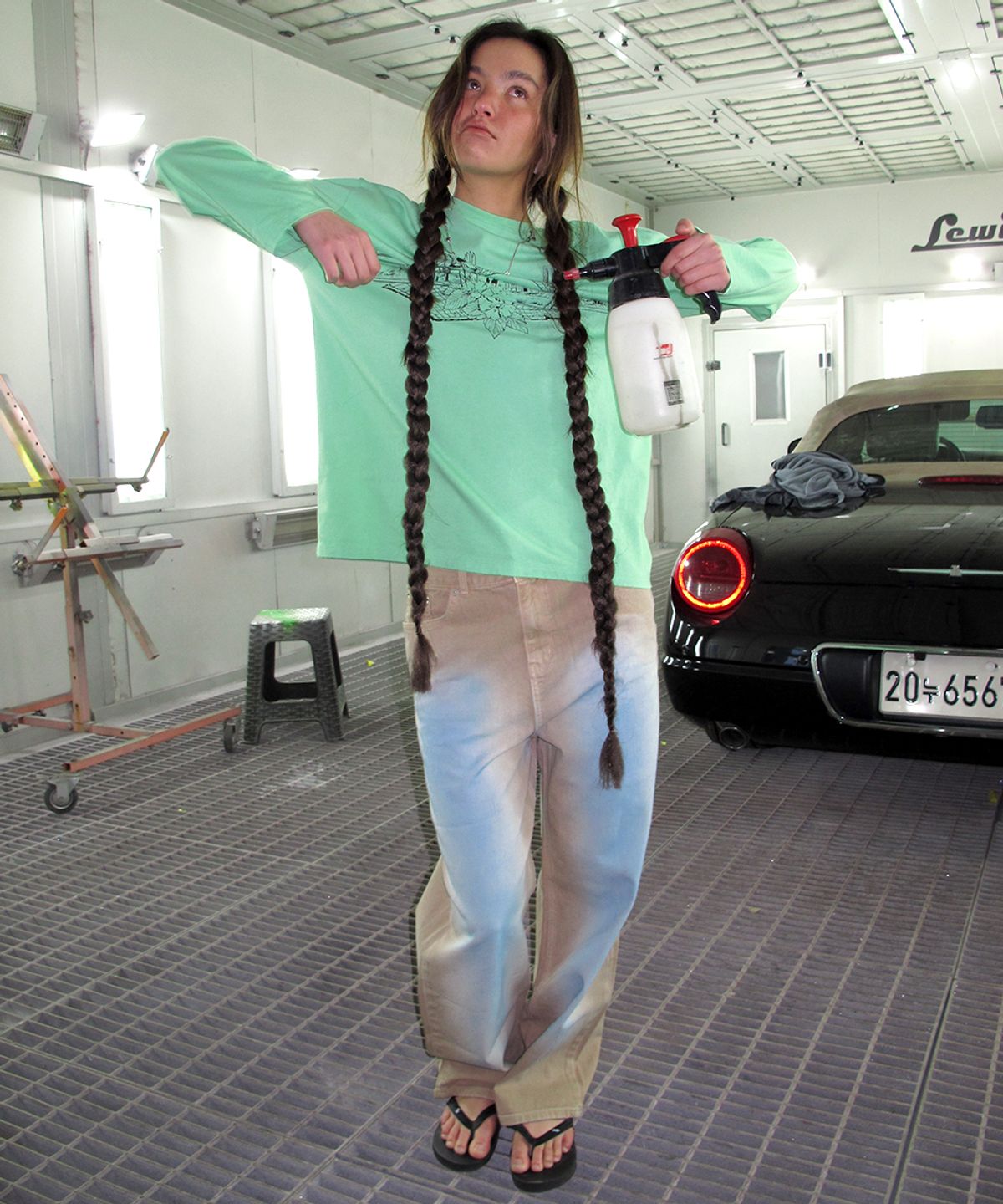 센토르(CENTAUR.KR) STRAIGHT WASHED PAINTING DENIM PANTS_BEIGE BLUE