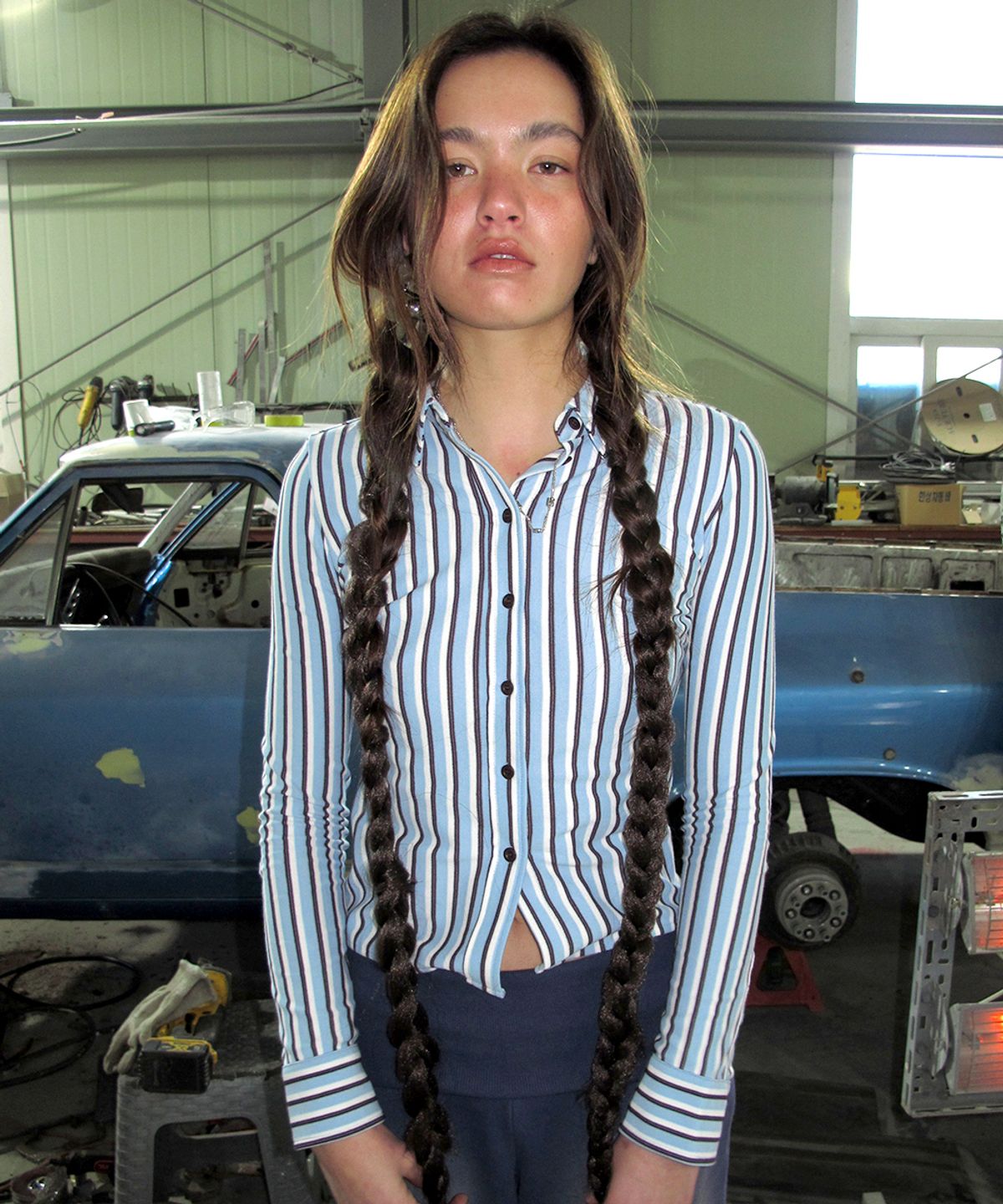센토르(CENTAUR.KR) STRIPE SLIM PK SHIRTS_SKY BLUE
