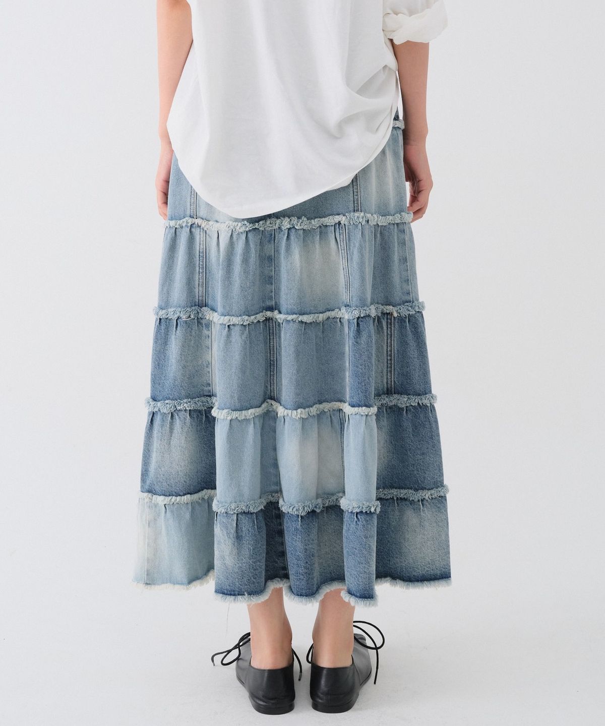 센토르(CENTAUR.KR) WASHED DENIM CANCAN LONG SKIRT_BLUE