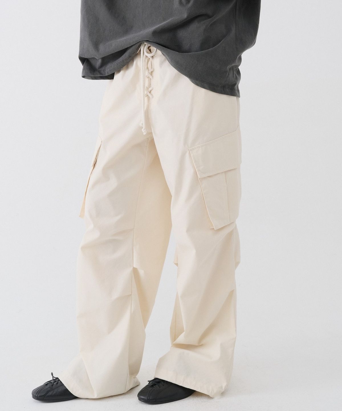 센토르(CENTAUR.KR) LACE-UP CARGO BANDING PANTS_IVORY
