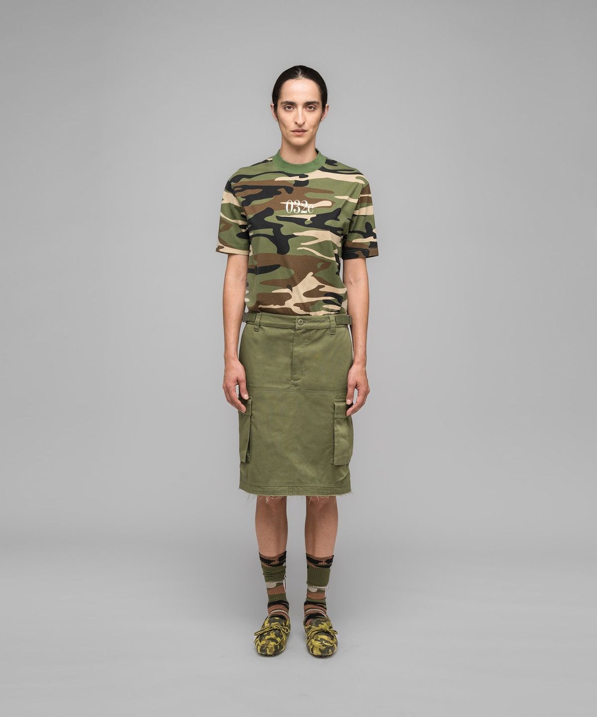 032씨(032C) (W) 마스크 초이스 카고 스커트 MASKED CHOICE CARGO SKIRT FADED GREEN