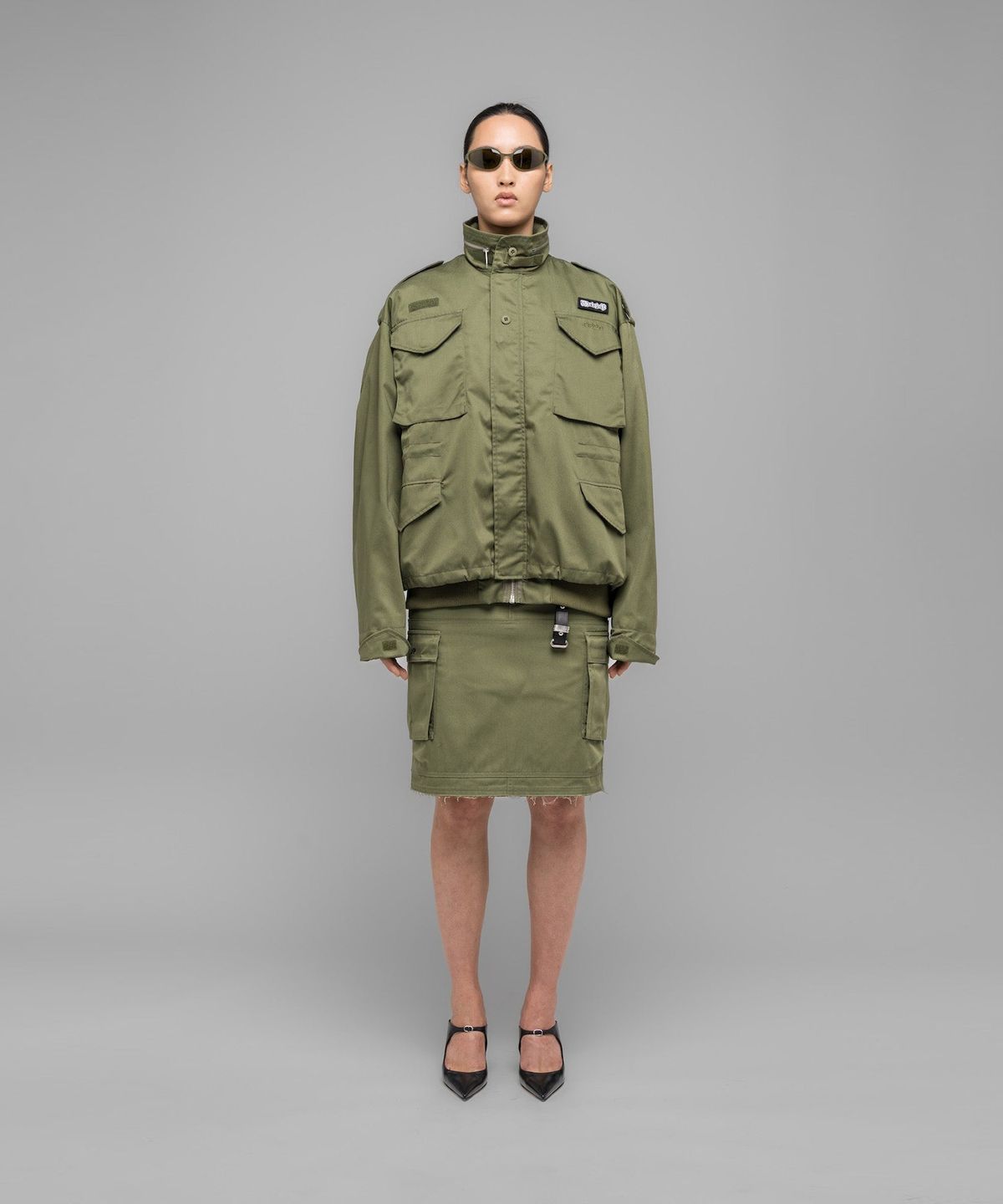 032씨(032C) (U) 마스크 초이스 봄버 자켓 페이디드 그린 MASKED CHOICE BOMBER JACKET FADED GREEN
