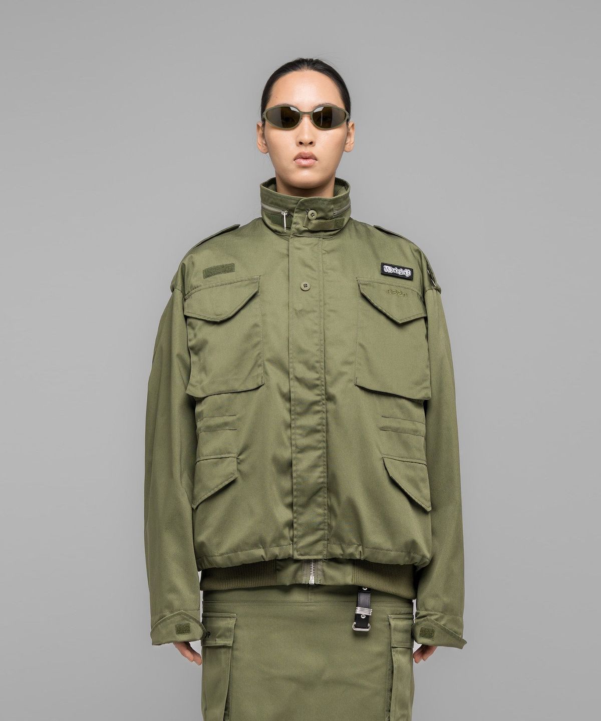 032씨(032C) (U) 마스크 초이스 봄버 자켓 페이디드 그린 MASKED CHOICE BOMBER JACKET FADED GREEN
