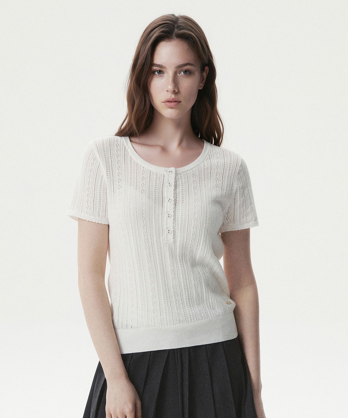 후아유(WHO.A.U) Skashi Eyelet Pullover / WHKAG2435F