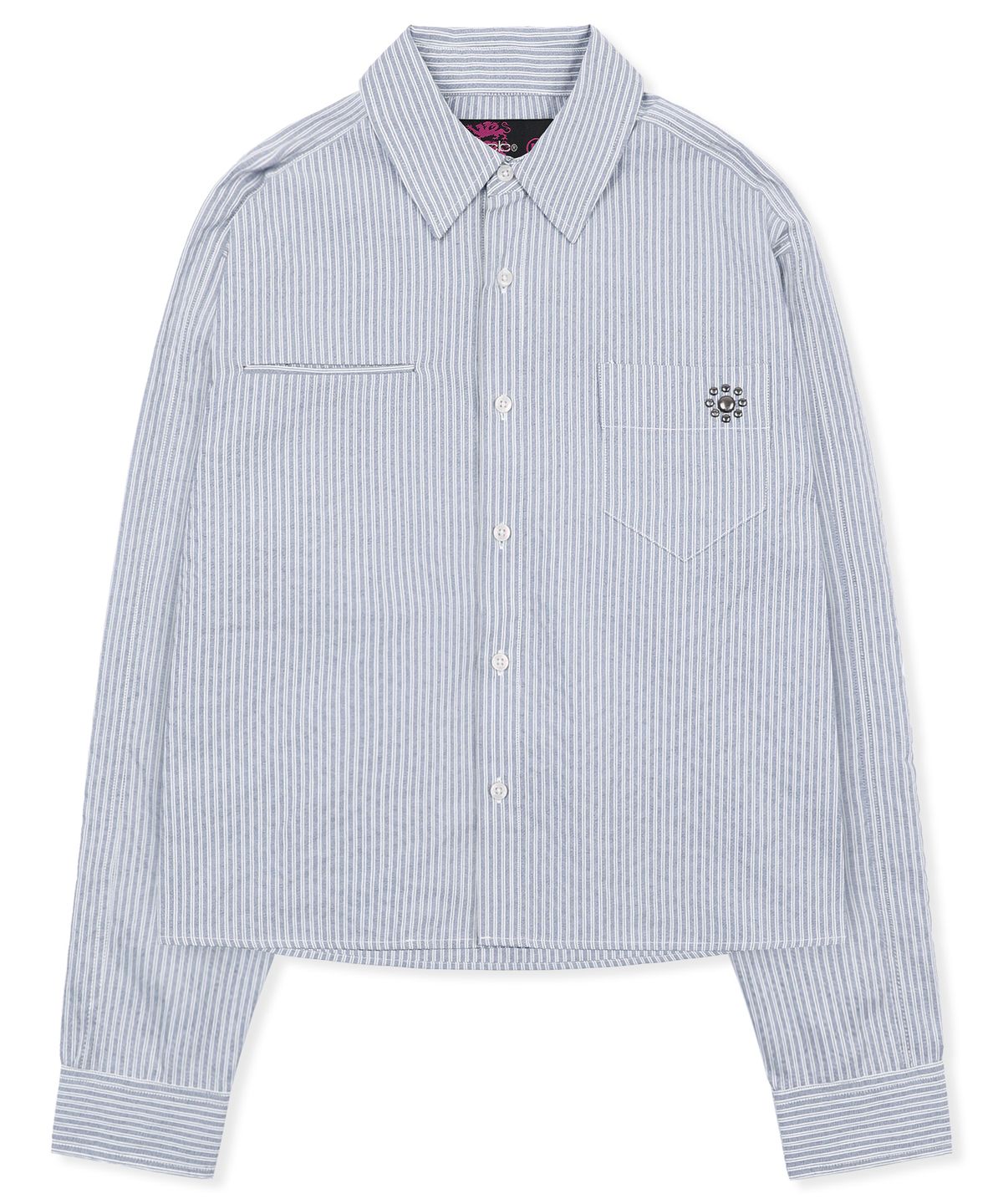 글랙(GLACK) GS016 스터드 포인트 크롭 긴팔 셔츠 (GRAY)