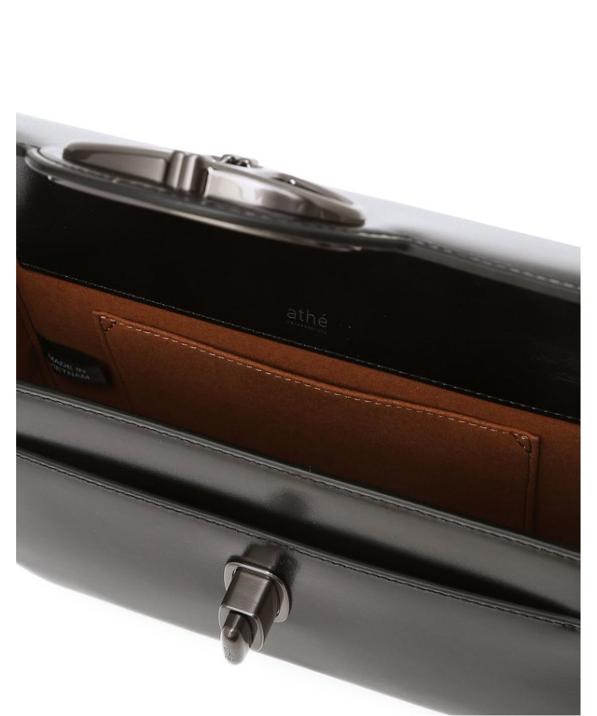 아떼 바네사브루노(ATHE VANESSABRUNO) [MERINGUE] 블랙 보딸라또 레더 플레인 숄더백 S AABA6E363BK