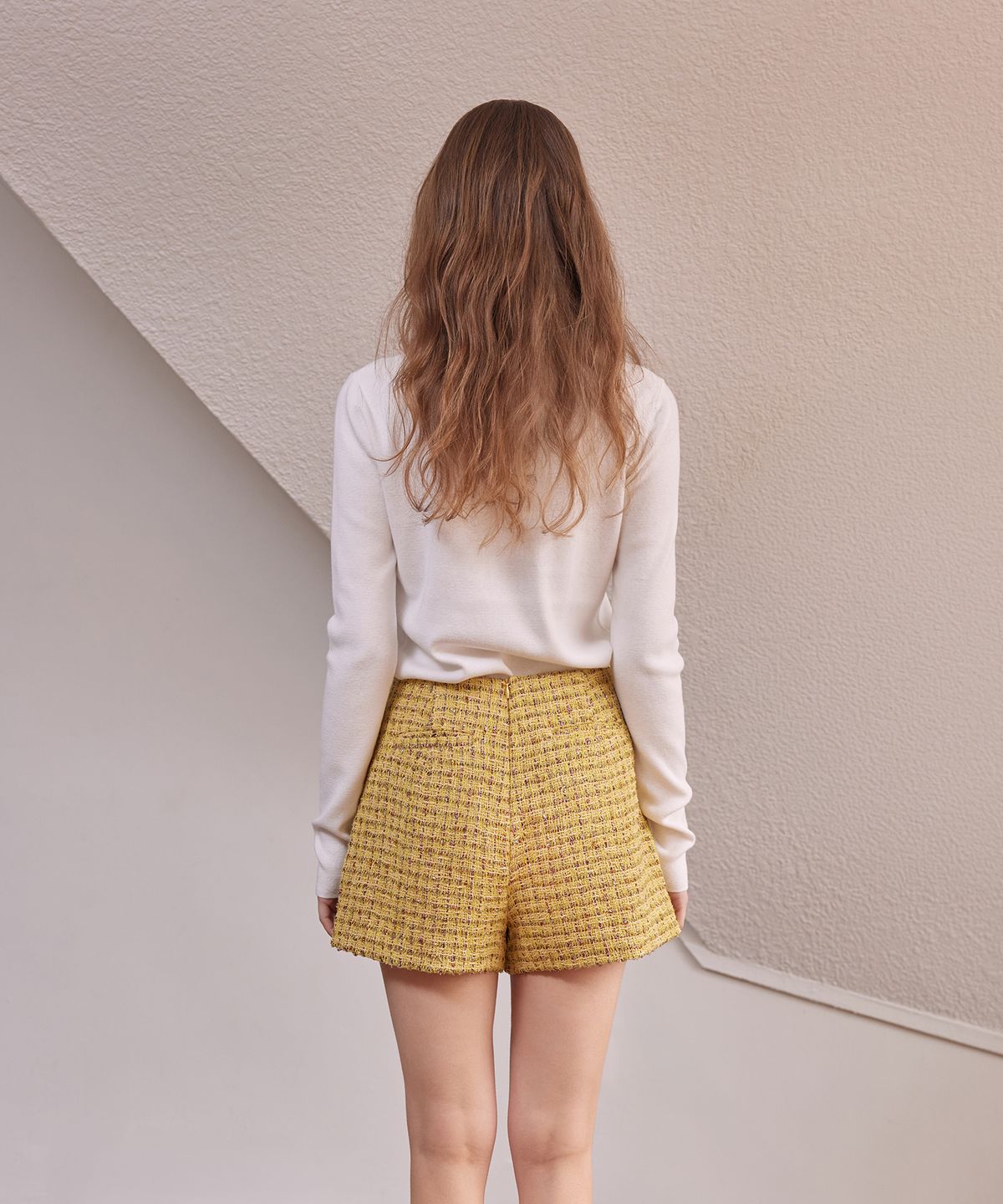 라피네아뜰리에(RAFFINE ATELIER) 클래식 트위드 치마바지 옐로우