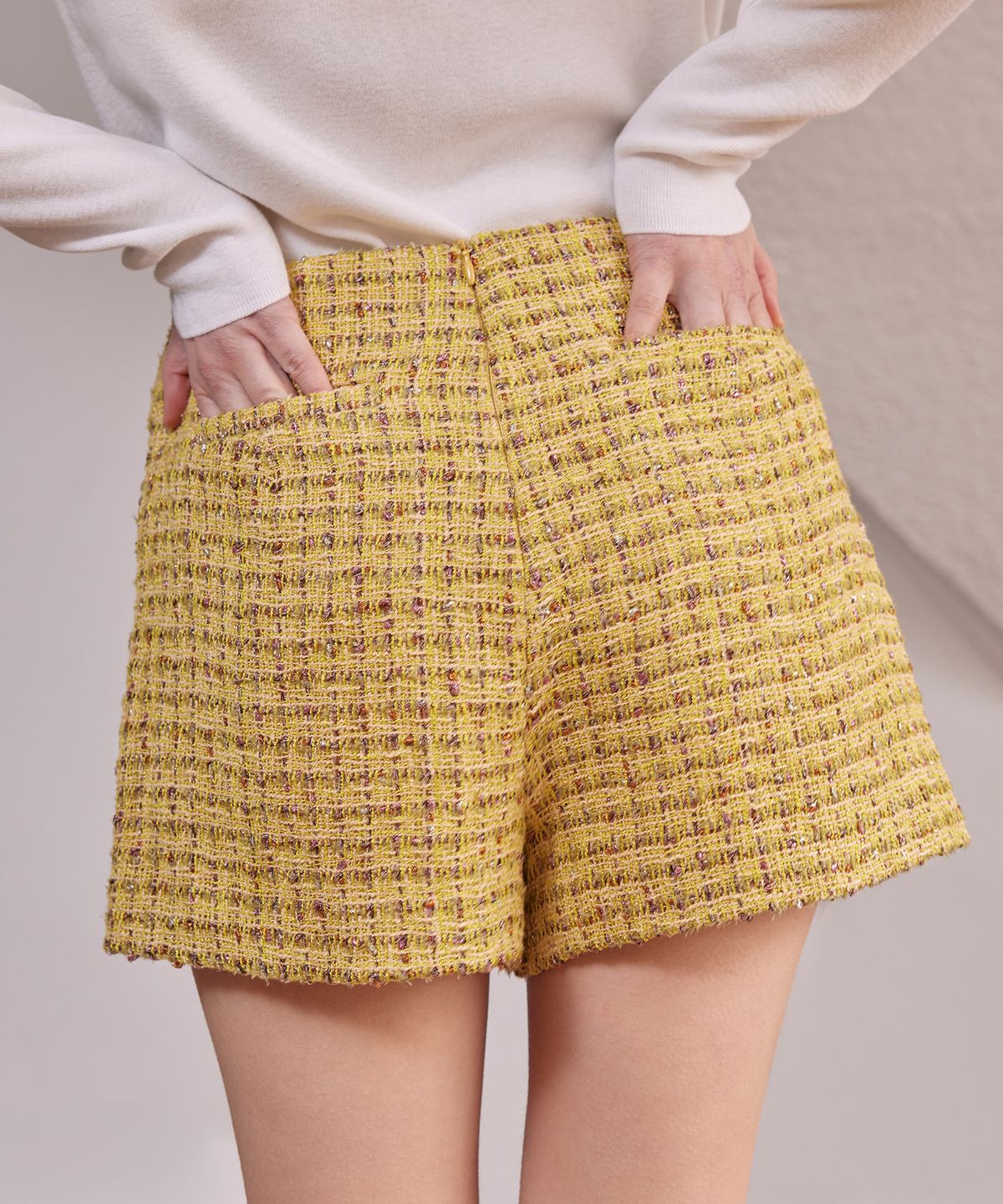 라피네아뜰리에(RAFFINE ATELIER) 클래식 트위드 치마바지 옐로우
