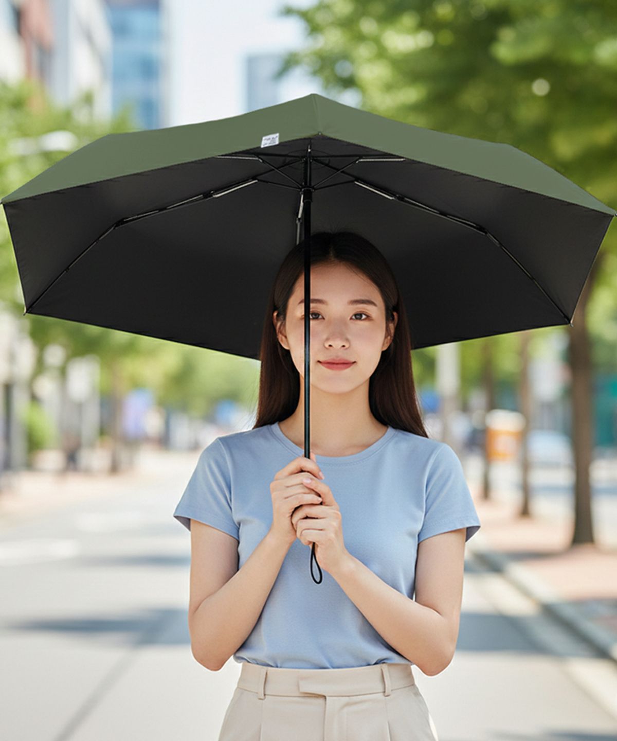 바찌(VACCI) 자외선차단 블랙암막 올데이 무지패턴 우산 겸용 양산