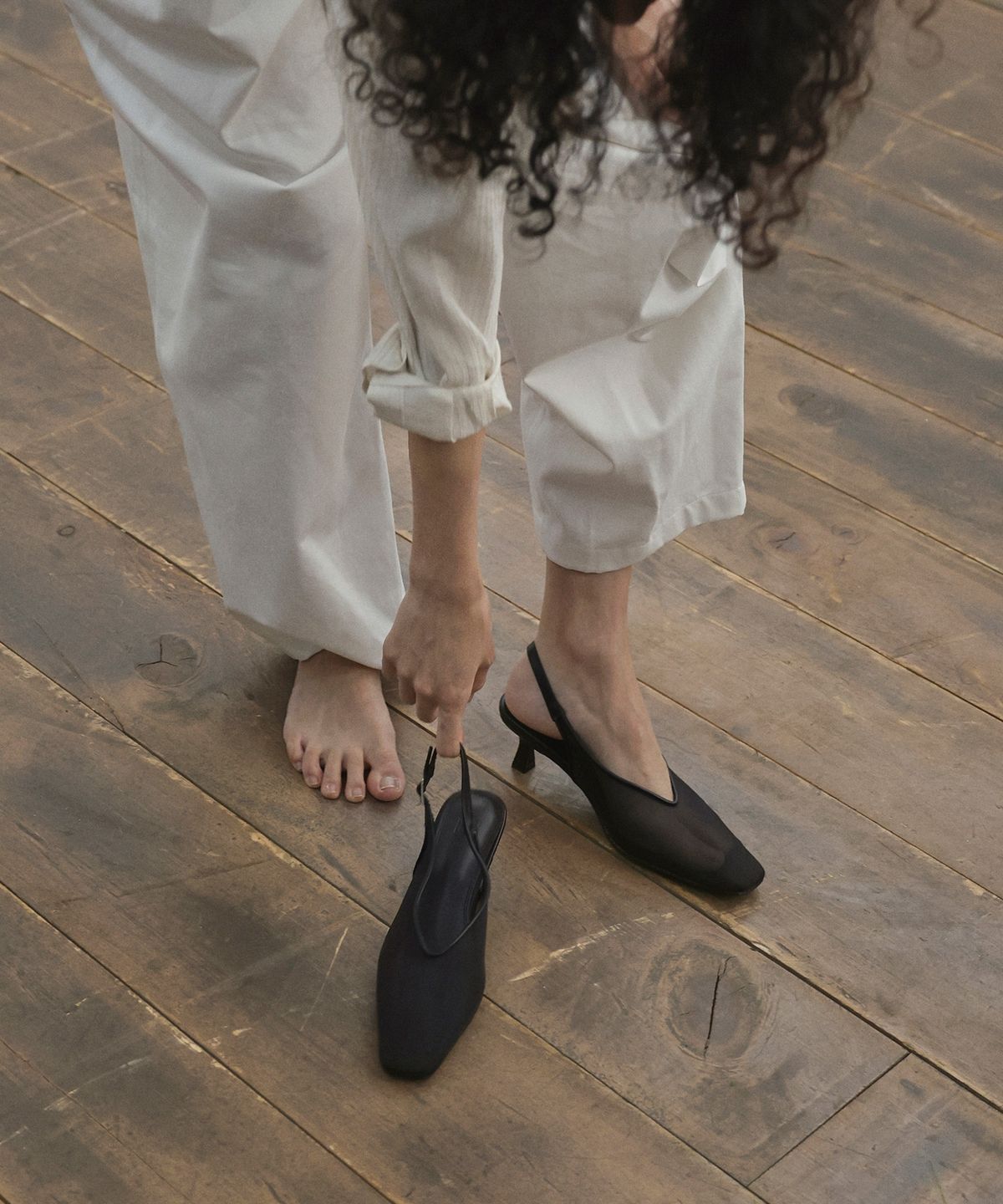 에퓨레(EPURE) RIUM Square Mesh Slingbacks (3color)
