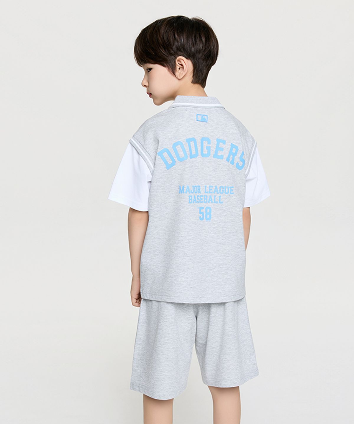엠엘비 키즈(MLB KIDS) 스포티브 바시티 레이어드 티셔츠세트 LA (L.Melange Grey)