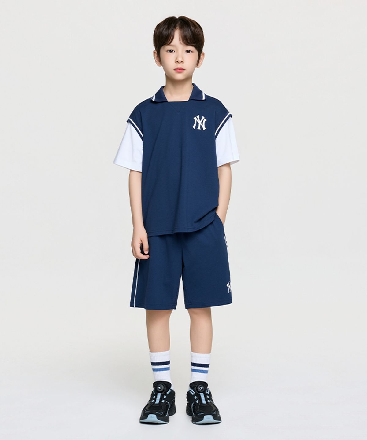 엠엘비 키즈(MLB KIDS) 스포티브 바시티 레이어드 티셔츠세트 NY (Navy)