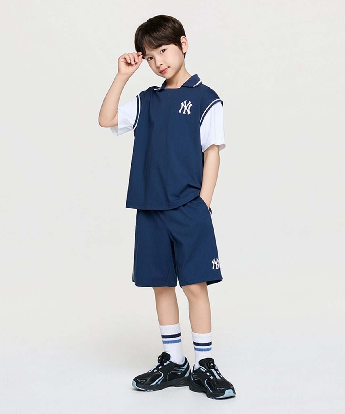 엠엘비 키즈(MLB KIDS) 스포티브 바시티 레이어드 티셔츠세트 NY (Navy)