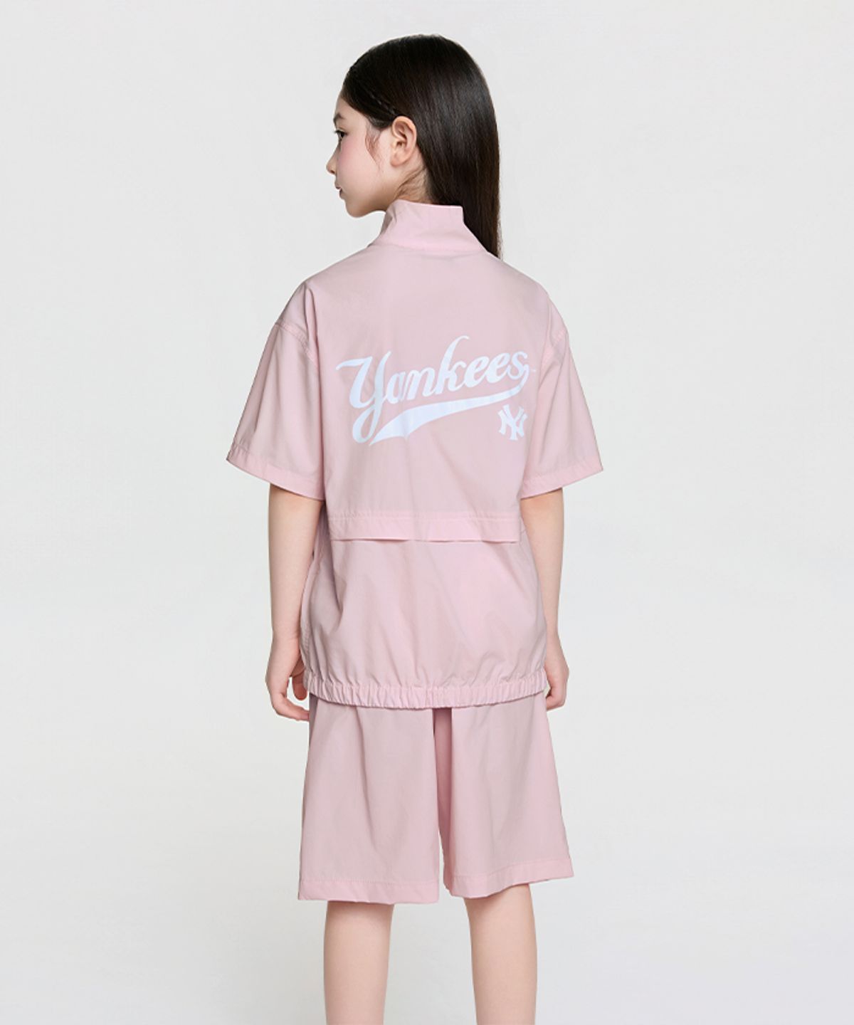 엠엘비 키즈(MLB KIDS) 스포티브 베이직 우븐 반팔 아노락 세트 NY (Mg.Pink)