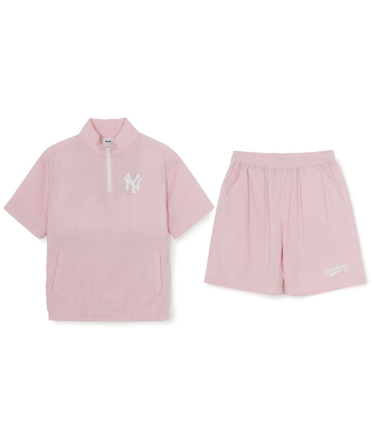 엠엘비 키즈(MLB KIDS) 스포티브 베이직 우븐 반팔 아노락 세트 NY (Mg.Pink)