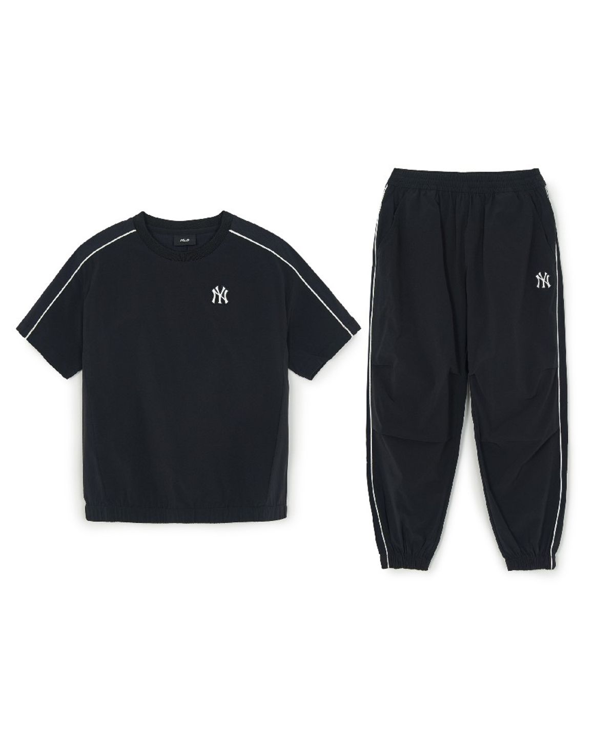 엠엘비 키즈(MLB KIDS) 아웃도어 베이직 우븐팬츠 티셔츠세트 NY (Black)