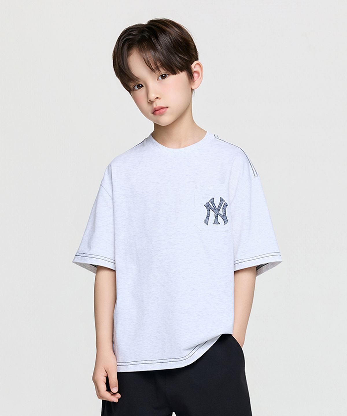 엠엘비 키즈(MLB KIDS) 스트릿 모노그램 빅럭스 티셔츠 NY (L.Melange Grey)