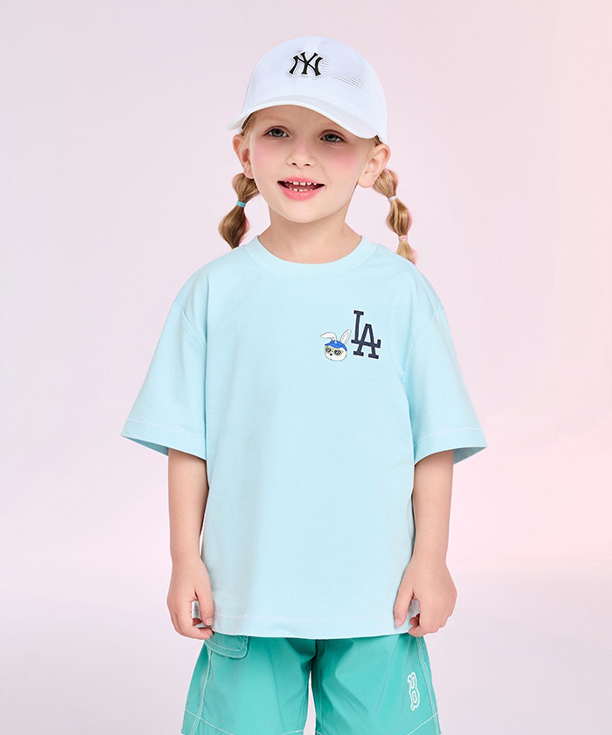 엠엘비 키즈(MLB KIDS) 스트릿  모노래빗 썸머 아트웍 티셔츠 LA (L.Aqua blue)