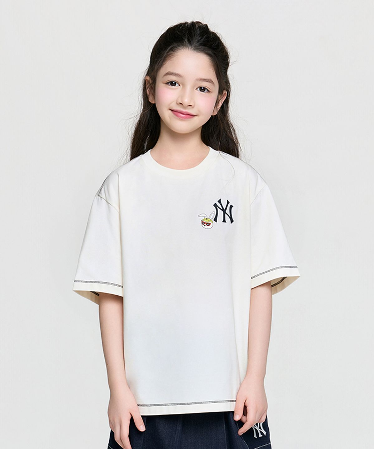 엠엘비 키즈(MLB KIDS) 스트릿  모노래빗 썸머 아트웍 티셔츠 NY (L.Beige)