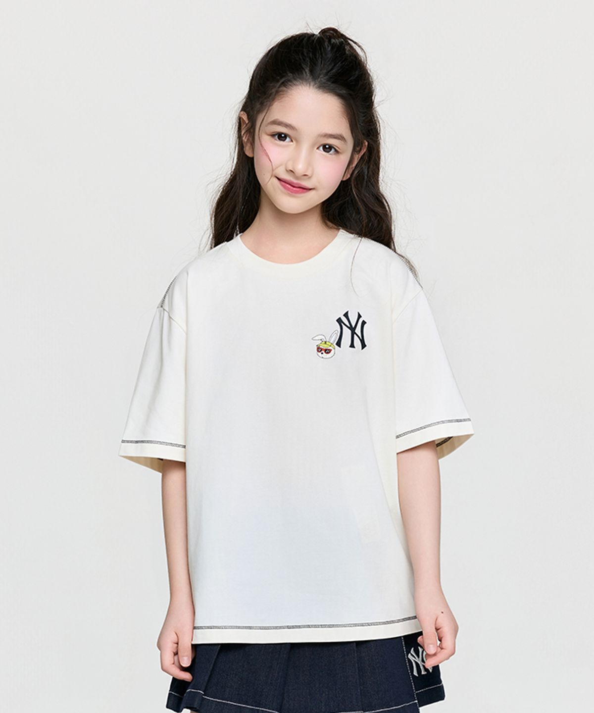 엠엘비 키즈(MLB KIDS) 스트릿  모노래빗 썸머 아트웍 티셔츠 NY (L.Beige)