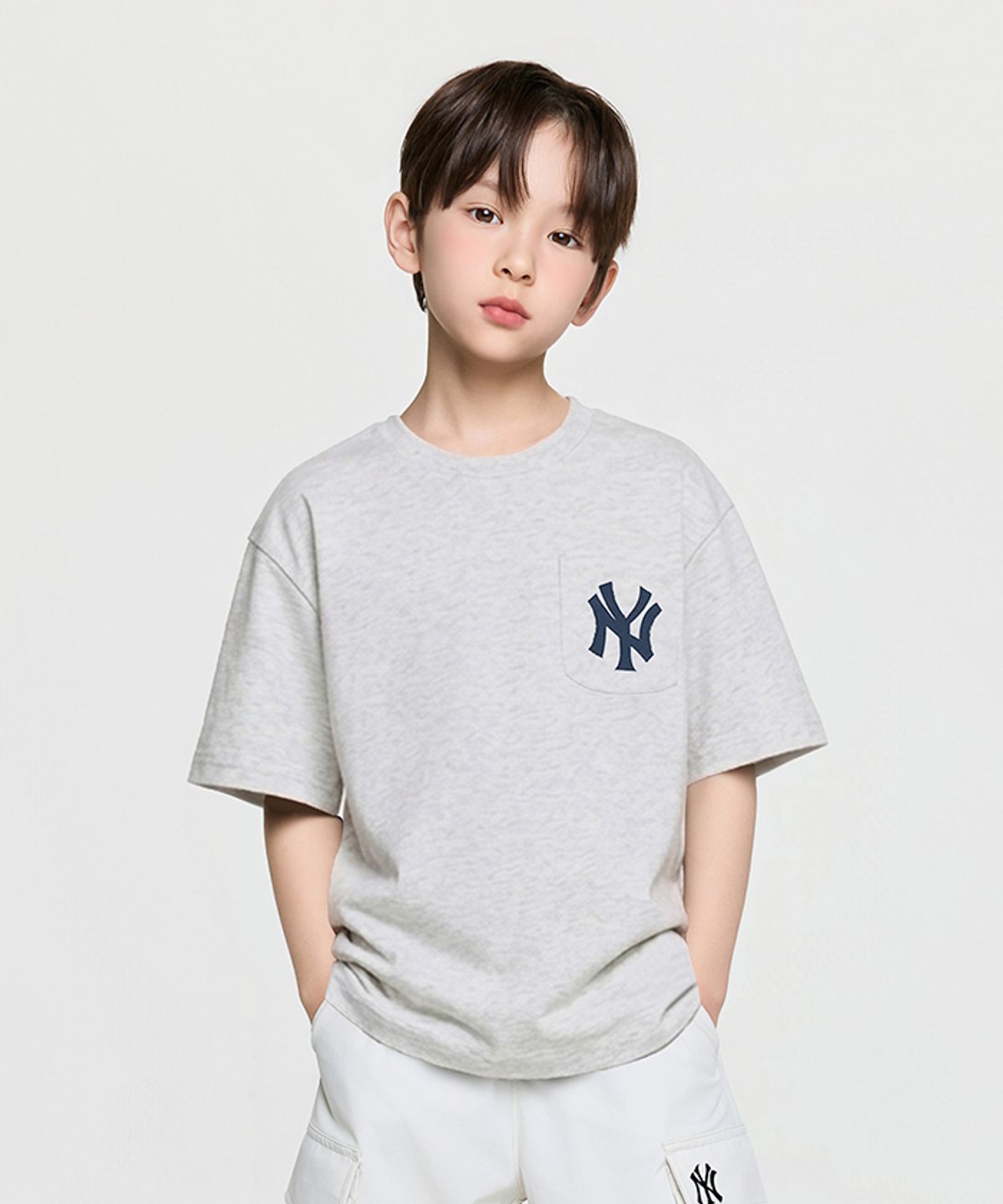 엠엘비 키즈(MLB KIDS) 스트릿 베이직 클래식쿠퍼스 로고 티셔츠 NY (L.Melange Grey)