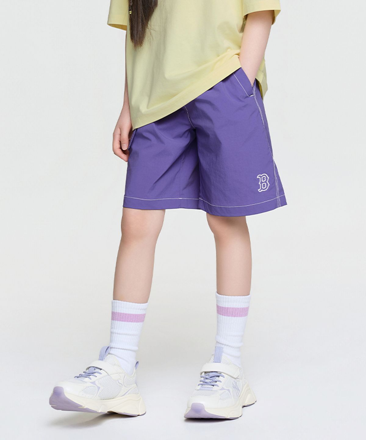 엠엘비 키즈(MLB KIDS) 스포티브 스몰로고 나일론 5부 팬츠 BOS (Violet)