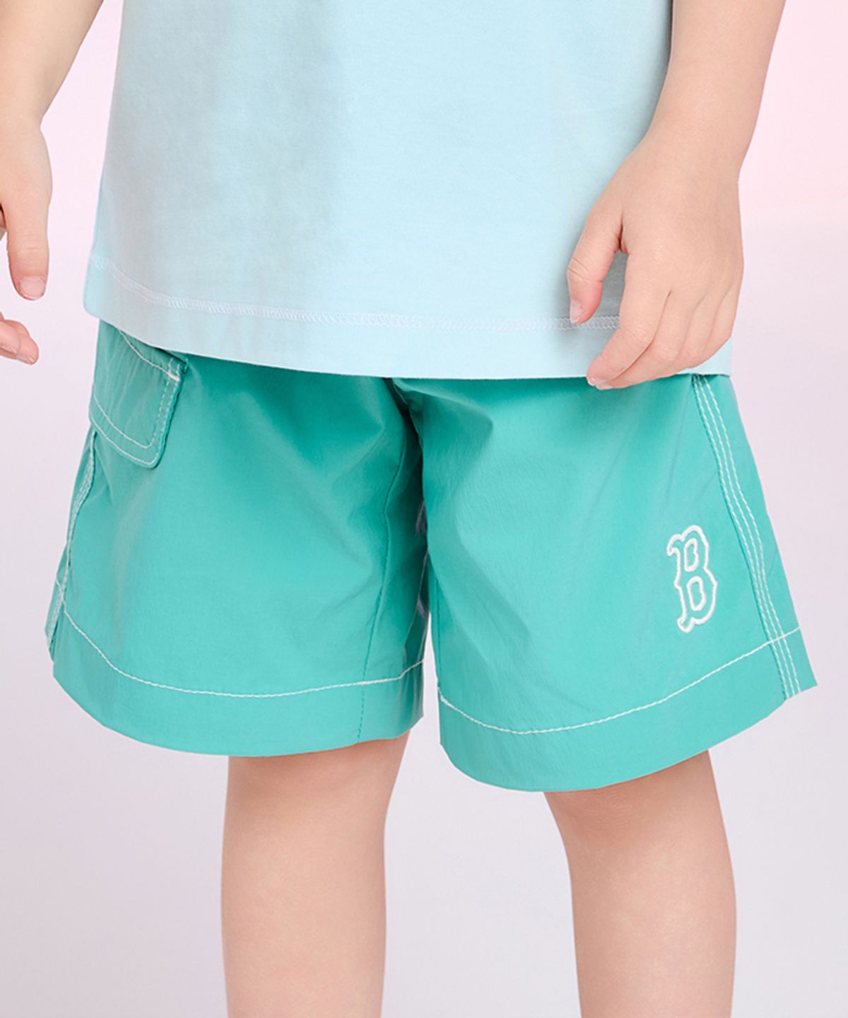 엠엘비 키즈(MLB KIDS) 스포티브 스몰로고 나일론 5부 팬츠 BOS (Mint)