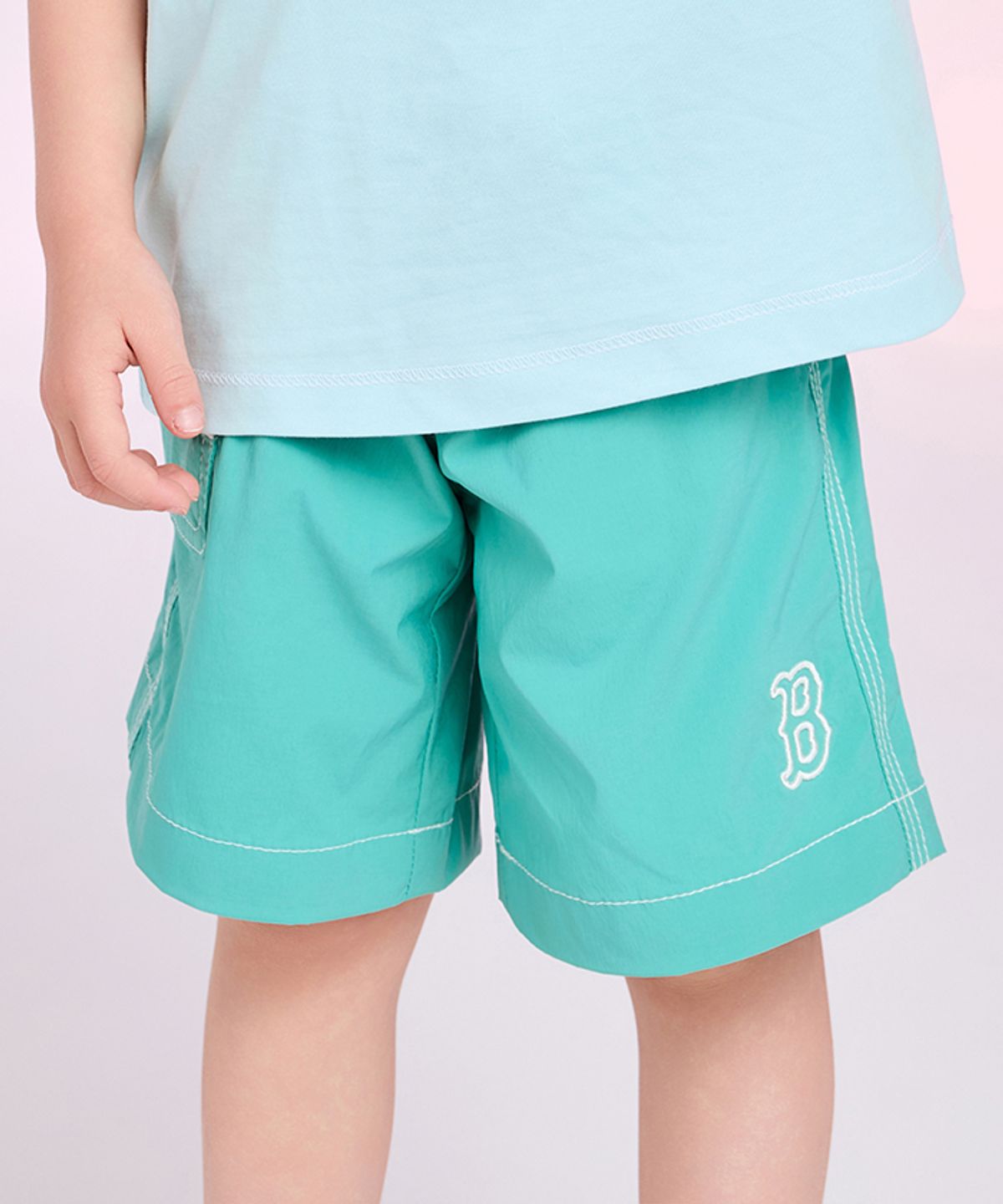엠엘비 키즈(MLB KIDS) 스포티브 스몰로고 나일론 5부 팬츠 BOS (Mint)