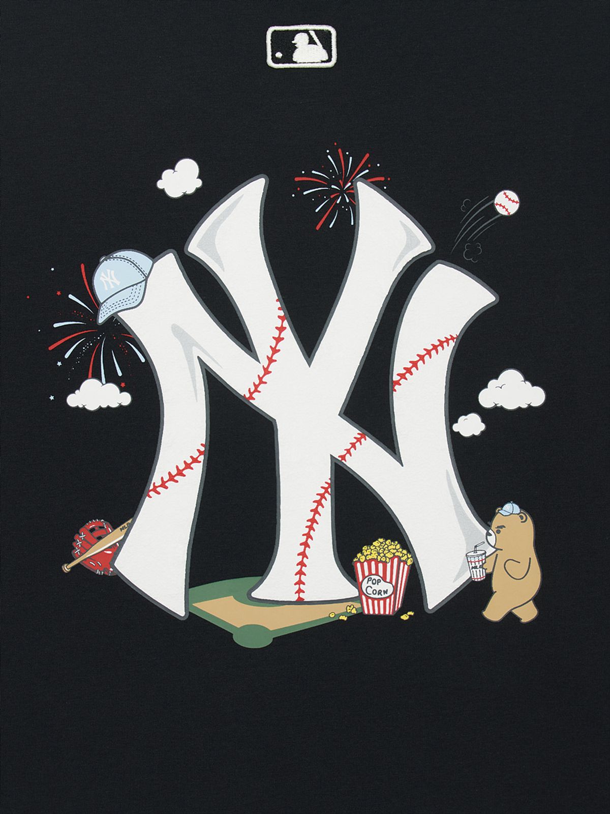 엠엘비 키즈(MLB KIDS) 스포티브 라이크 베이스볼 빅럭스 티셔츠 NY (Black)