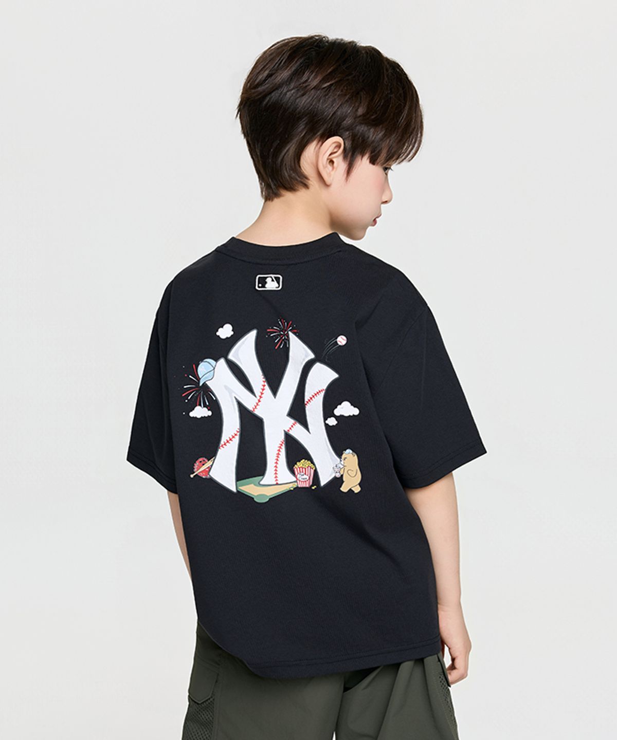 엠엘비 키즈(MLB KIDS) 스포티브 라이크 베이스볼 빅럭스 티셔츠 NY (Black)