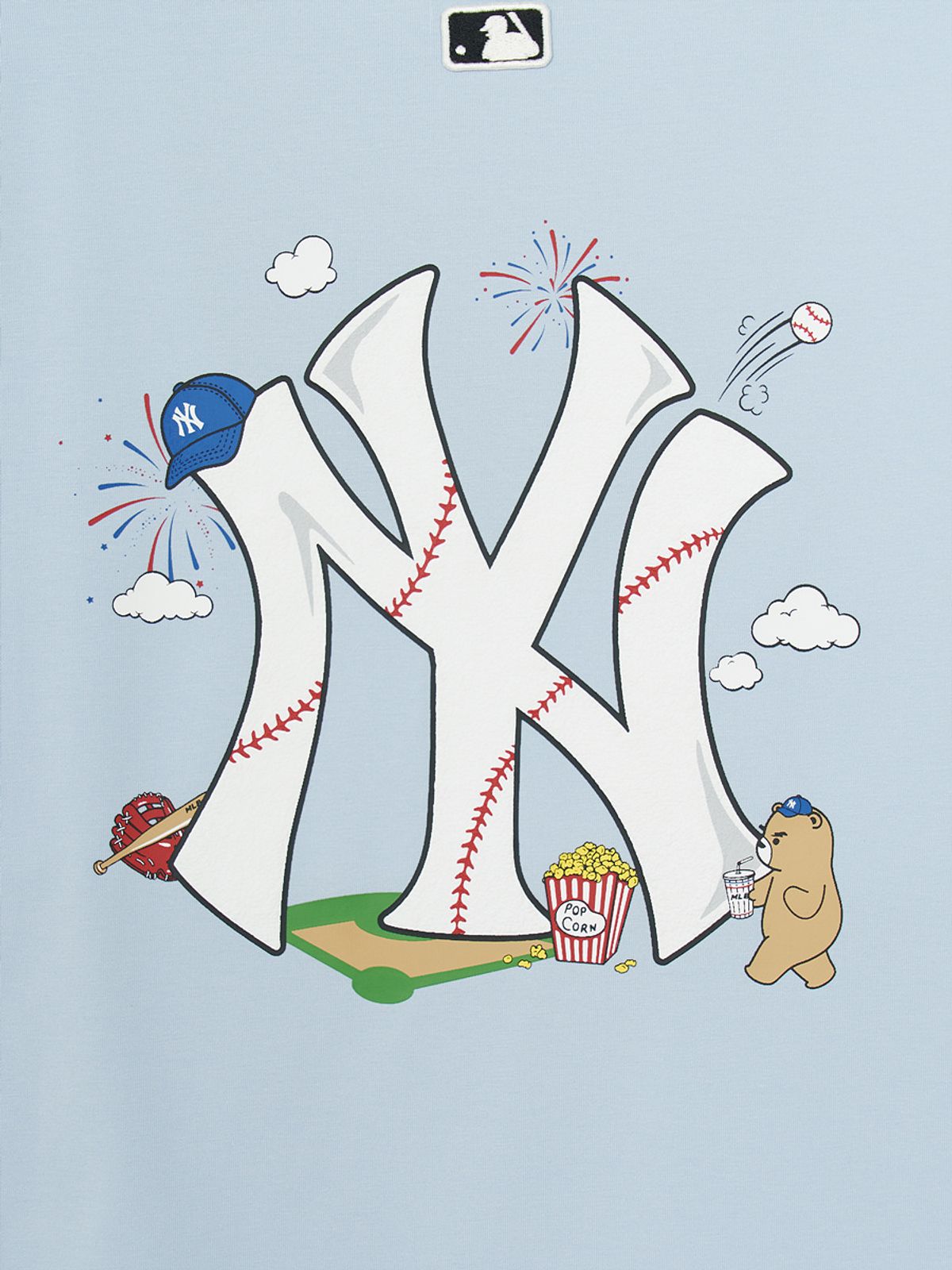 엠엘비 키즈(MLB KIDS) 스포티브 라이크 베이스볼 빅럭스 티셔츠 NY (Mg. Sky Blue)
