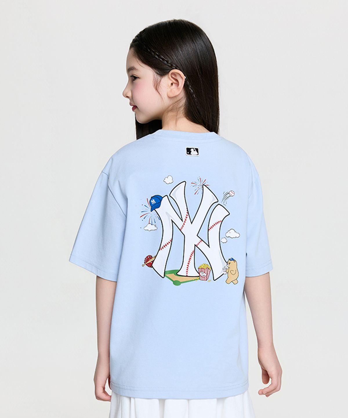 엠엘비 키즈(MLB KIDS) 스포티브 라이크 베이스볼 빅럭스 티셔츠 NY (Mg. Sky Blue)