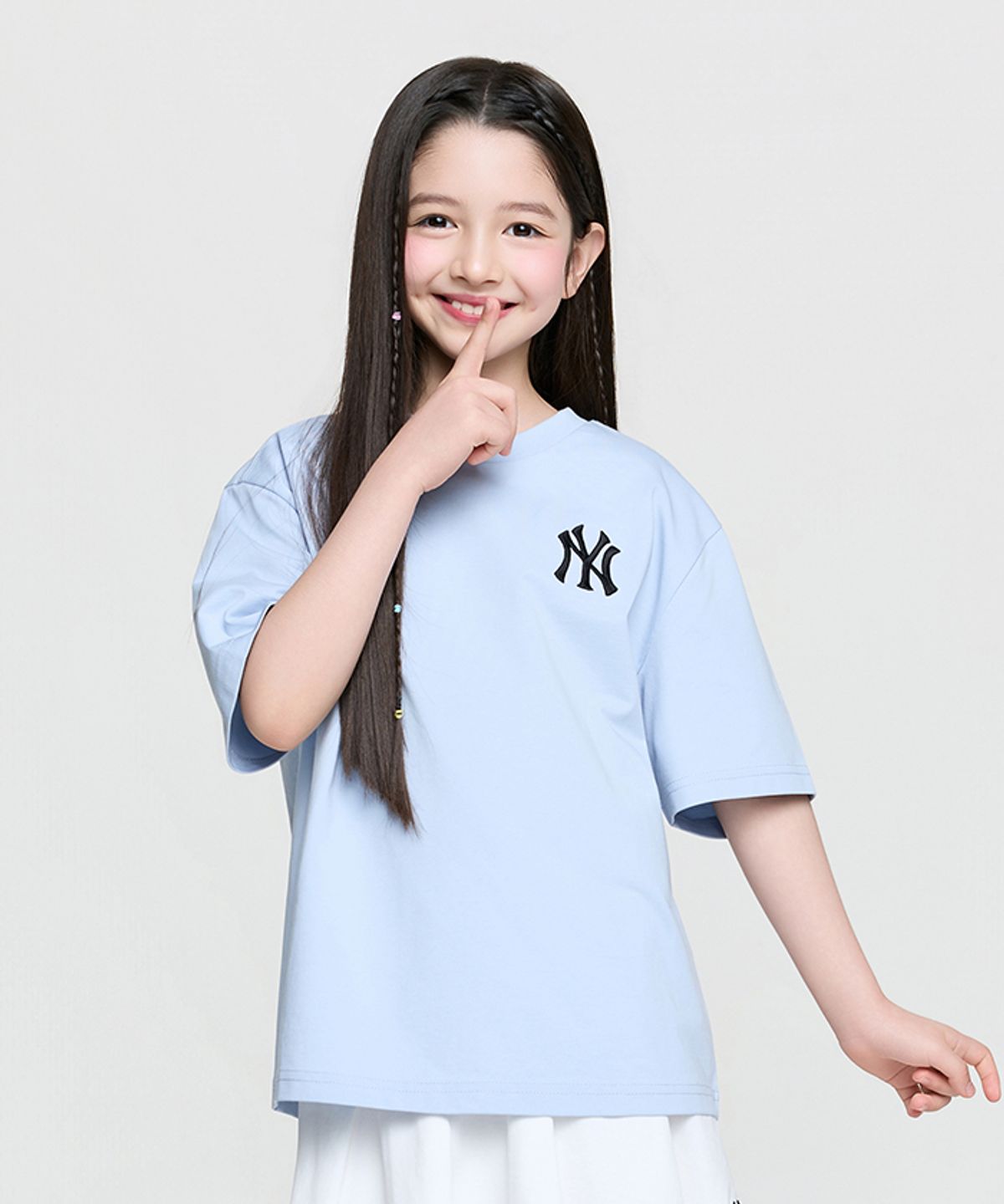 엠엘비 키즈(MLB KIDS) 스포티브 라이크 베이스볼 빅럭스 티셔츠 NY (Mg. Sky Blue)