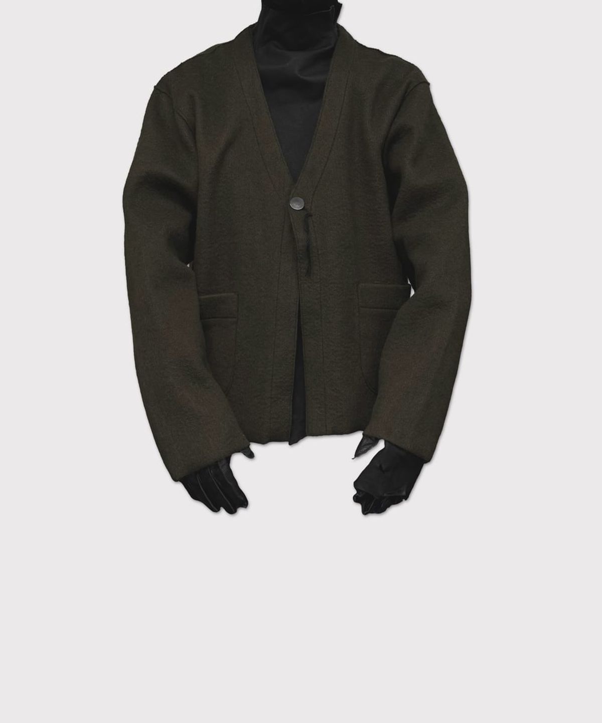마이너스(MINUS) Cut Off 1B Cardigan(NEEDLE SHAGGY MOHAIR) - OLIVE