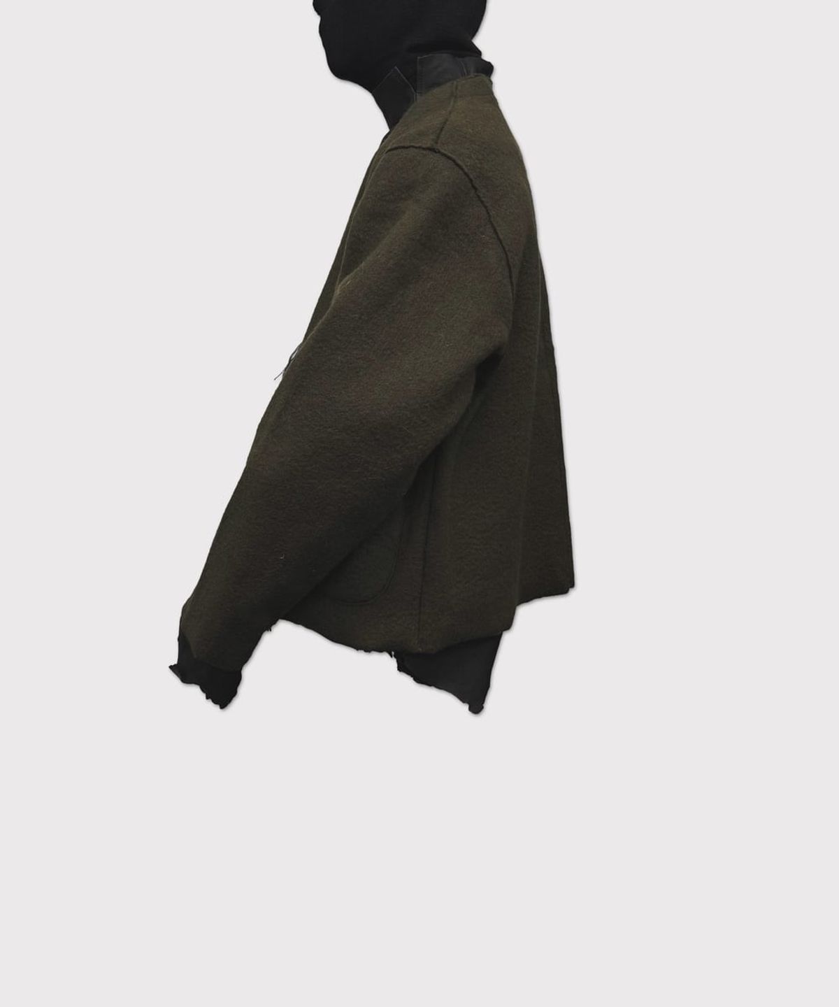 마이너스(MINUS) Cut Off 1B Cardigan(NEEDLE SHAGGY MOHAIR) - OLIVE