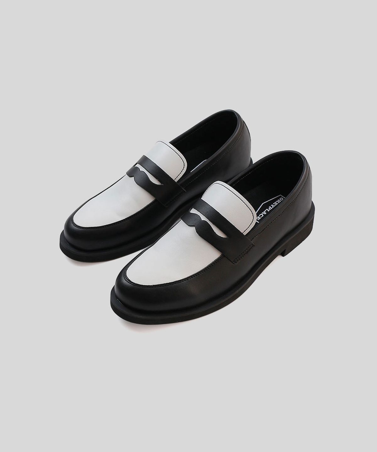 오키플레이스(OKEYPLACE) 4.5cm 가죽 콤비 배색 페니로퍼 (OKPL-45LF305)