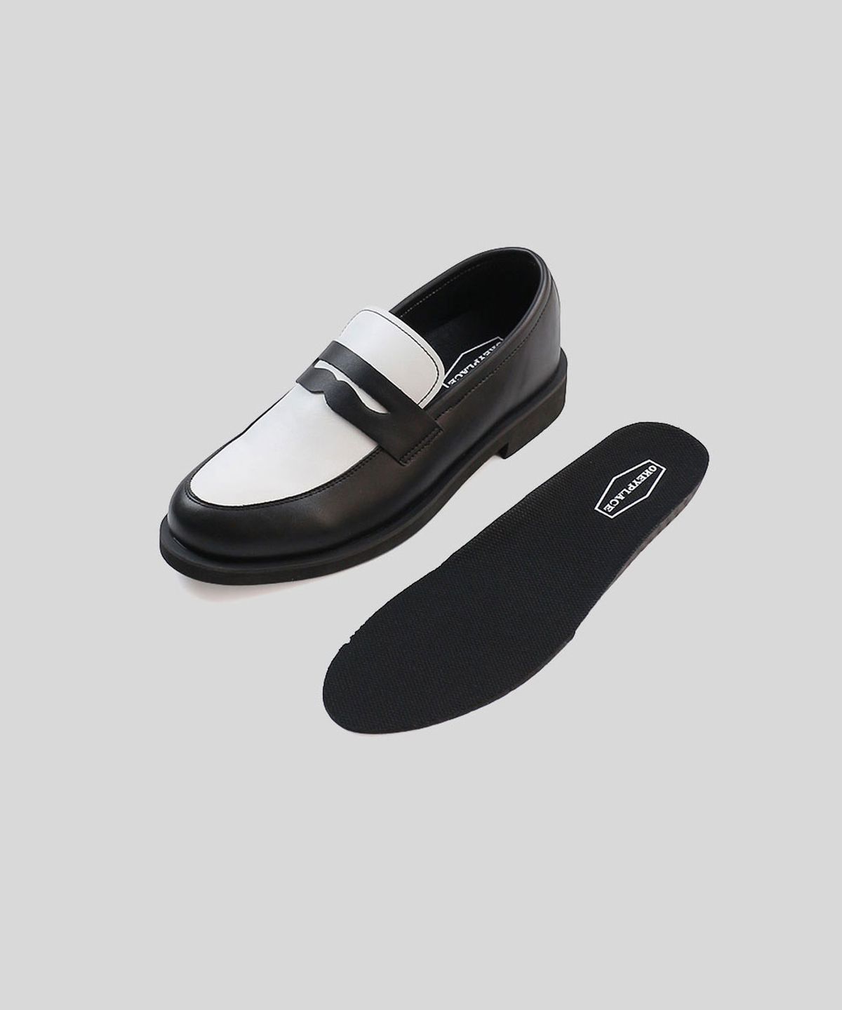 오키플레이스(OKEYPLACE) 4.5cm 가죽 콤비 배색 페니로퍼 (OKPL-45LF305)