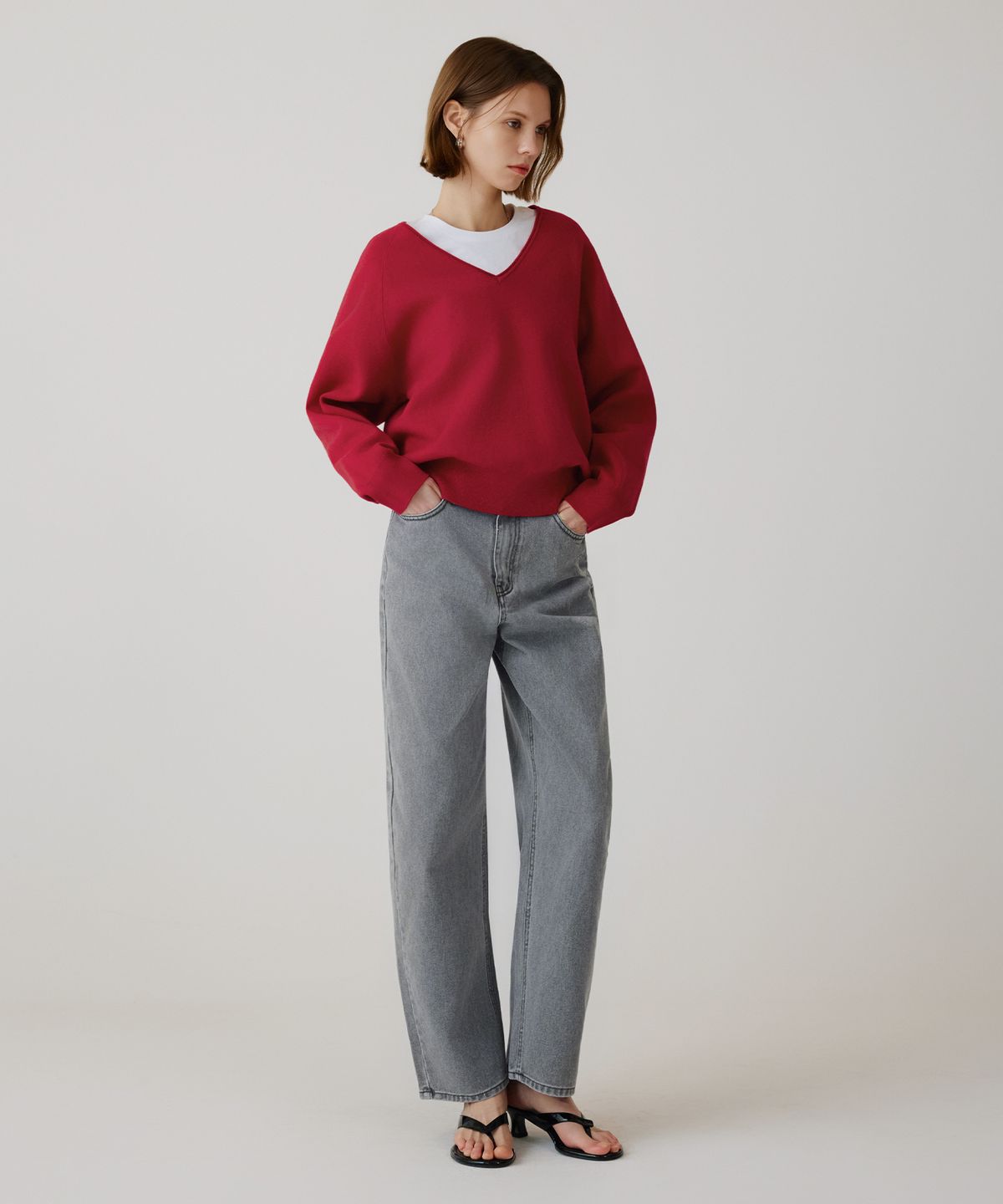 시야쥬(SIYAZU) SIJN6111 발란스 커브드 컬러 데님_Vintage gray