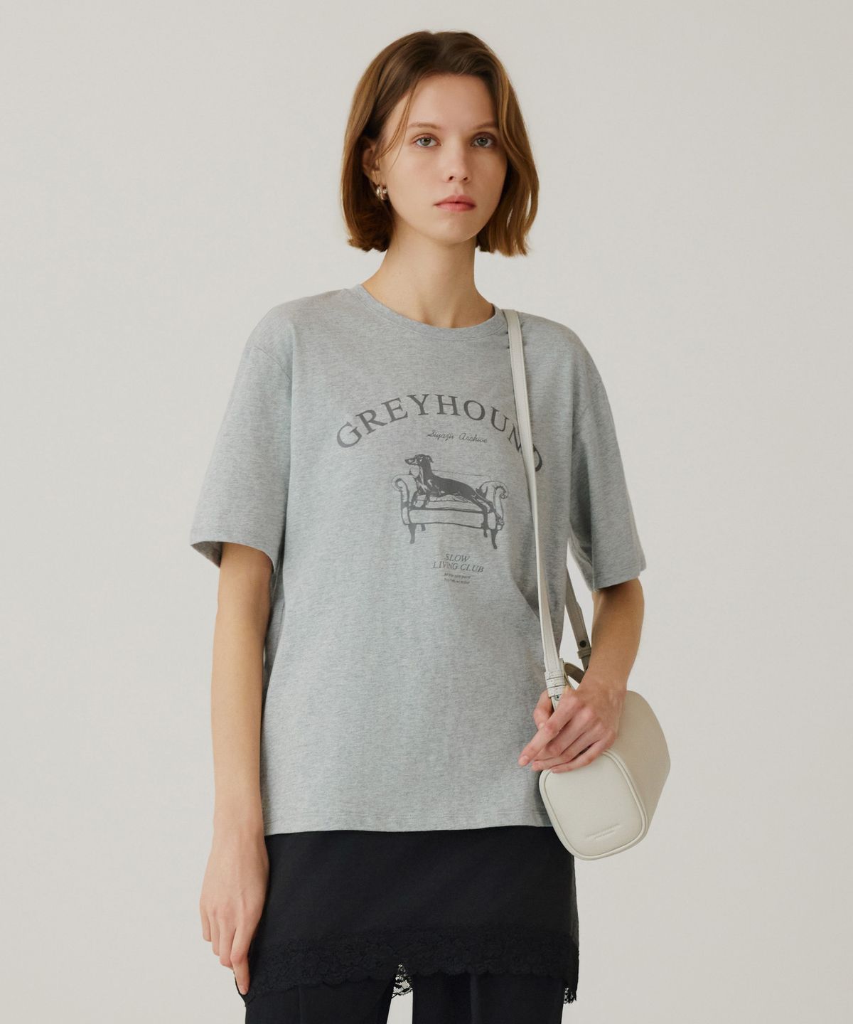 시야쥬(SIYAZU) SITP5264 그레이하운드 반팔 티셔츠_Melange gray