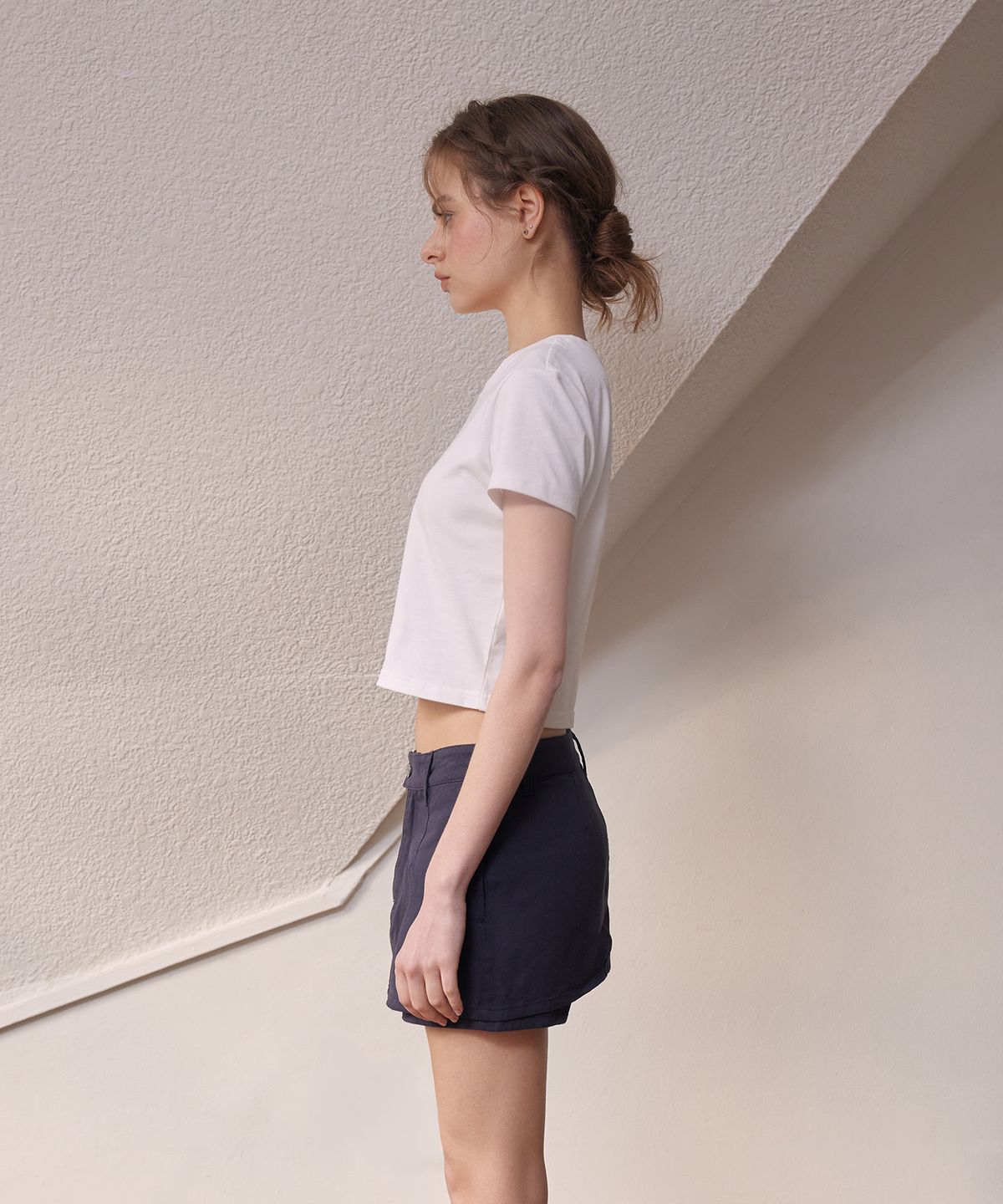 라피네아뜰리에(RAFFINE ATELIER) 로우라이즈 트윌 치마바지 네이비