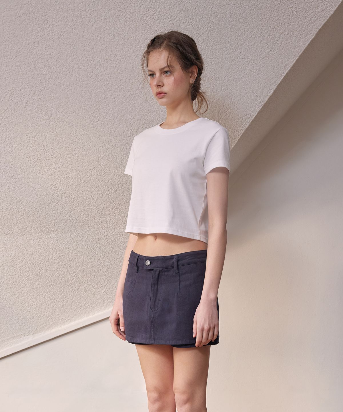 라피네아뜰리에(RAFFINE ATELIER) 로우라이즈 트윌 치마바지 네이비