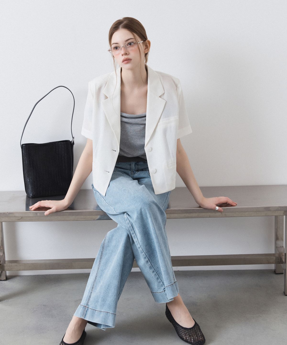 미쏘(MIXXO) 위빙 버킷백_MIABKG401B