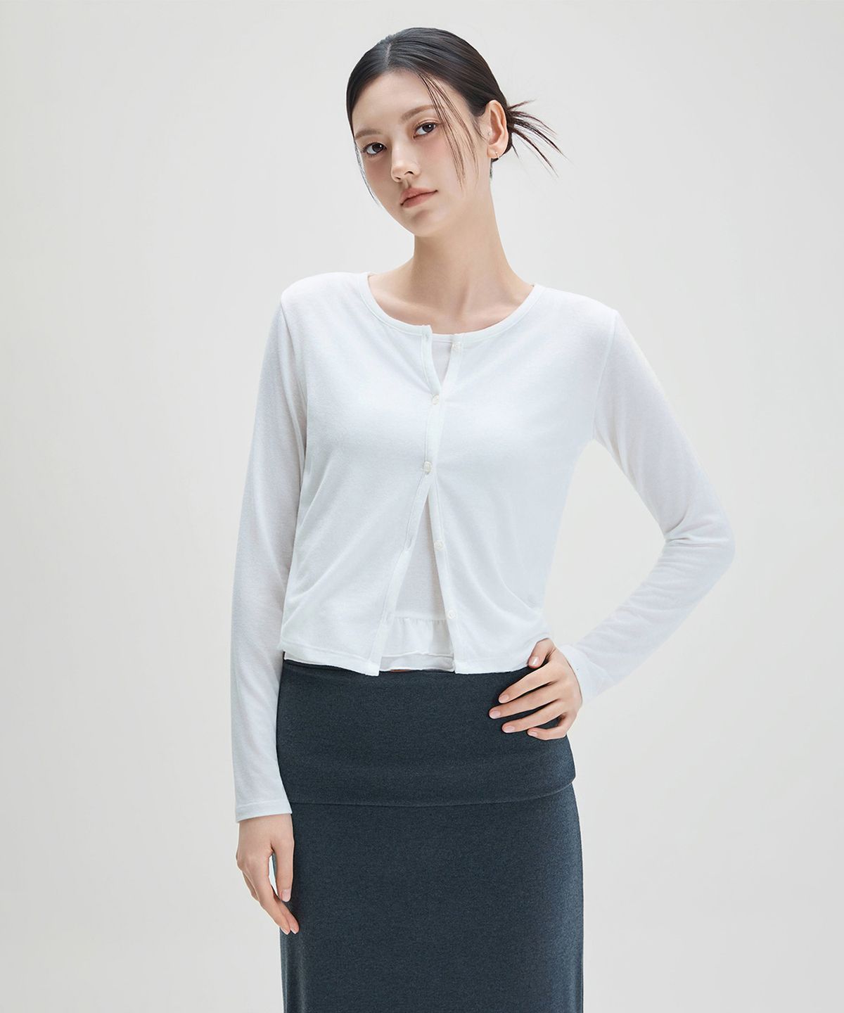 미쏘(MIXXO) 셋업 가디건형 티셔츠_MIWCMG401A