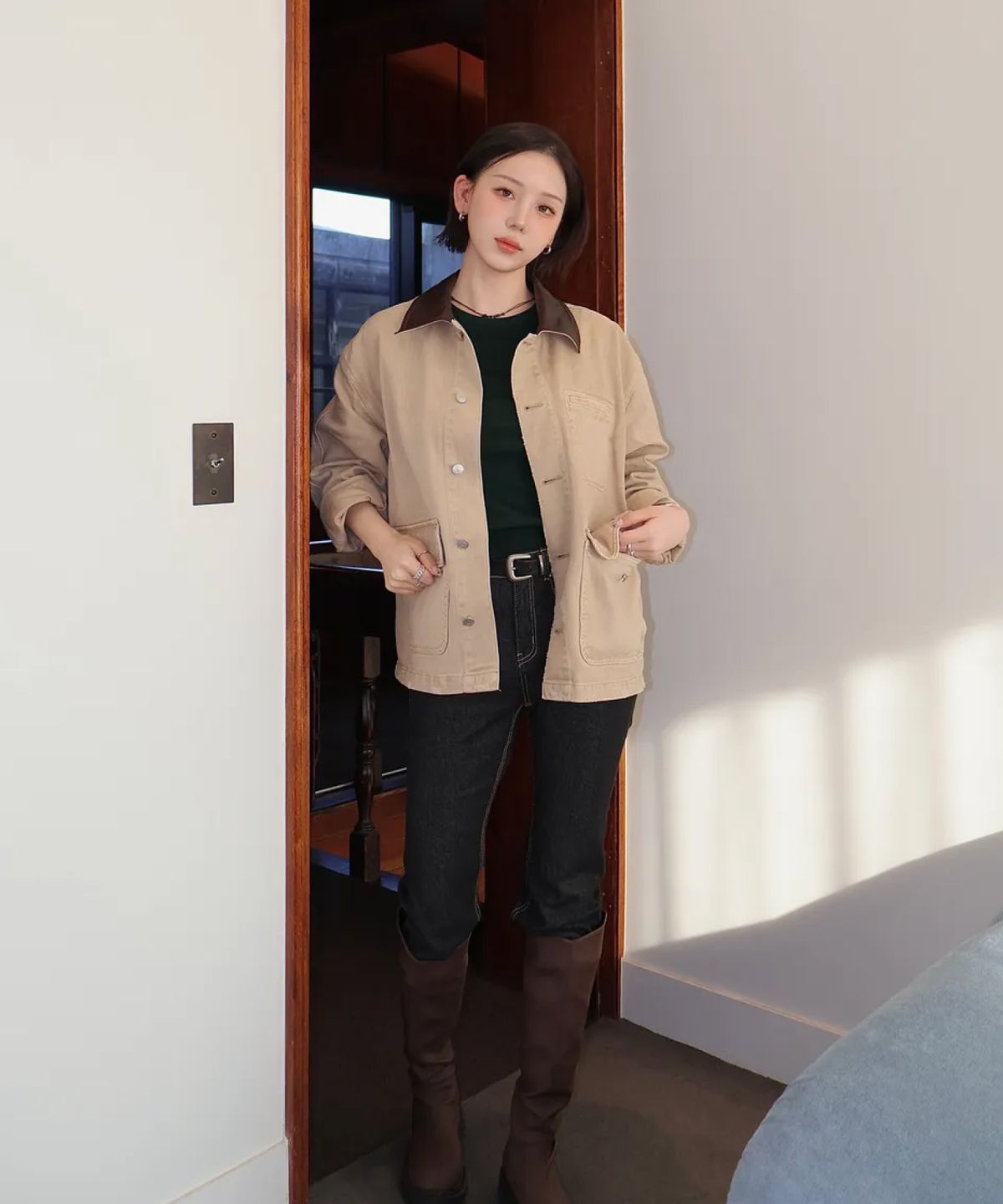 미쏘(MIXXO) 하프 데님 자켓_MIWJEG313J