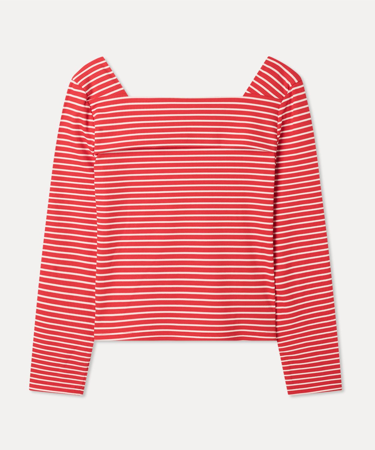 미쏘(MIXXO) 스트라이프 스퀘어넥 긴팔 티셔츠_MIWLWG332A