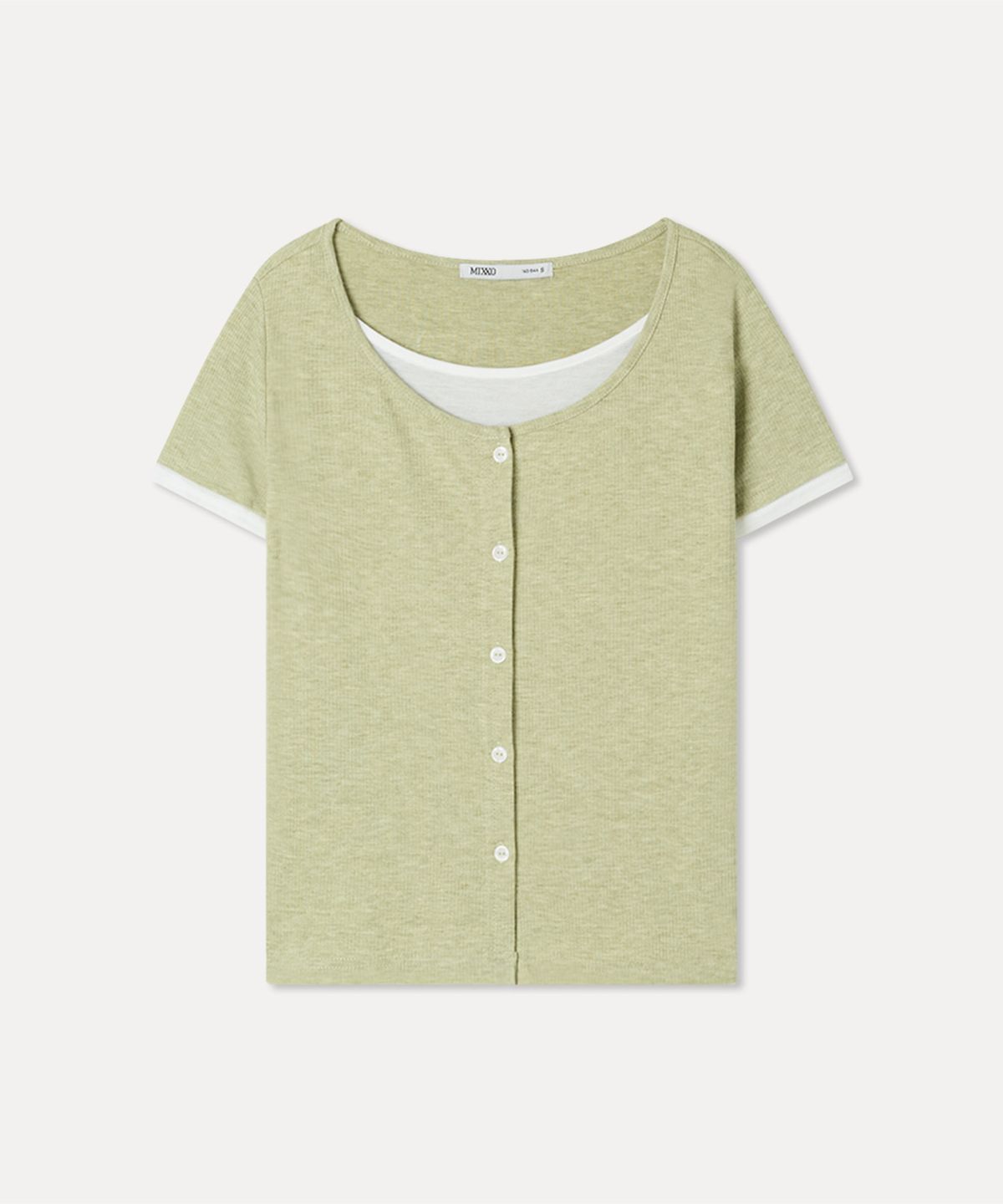 미쏘(MIXXO) 버튼형 레이어드 긴팔 티셔츠_MIWLWG401A MIWHWG57QA
