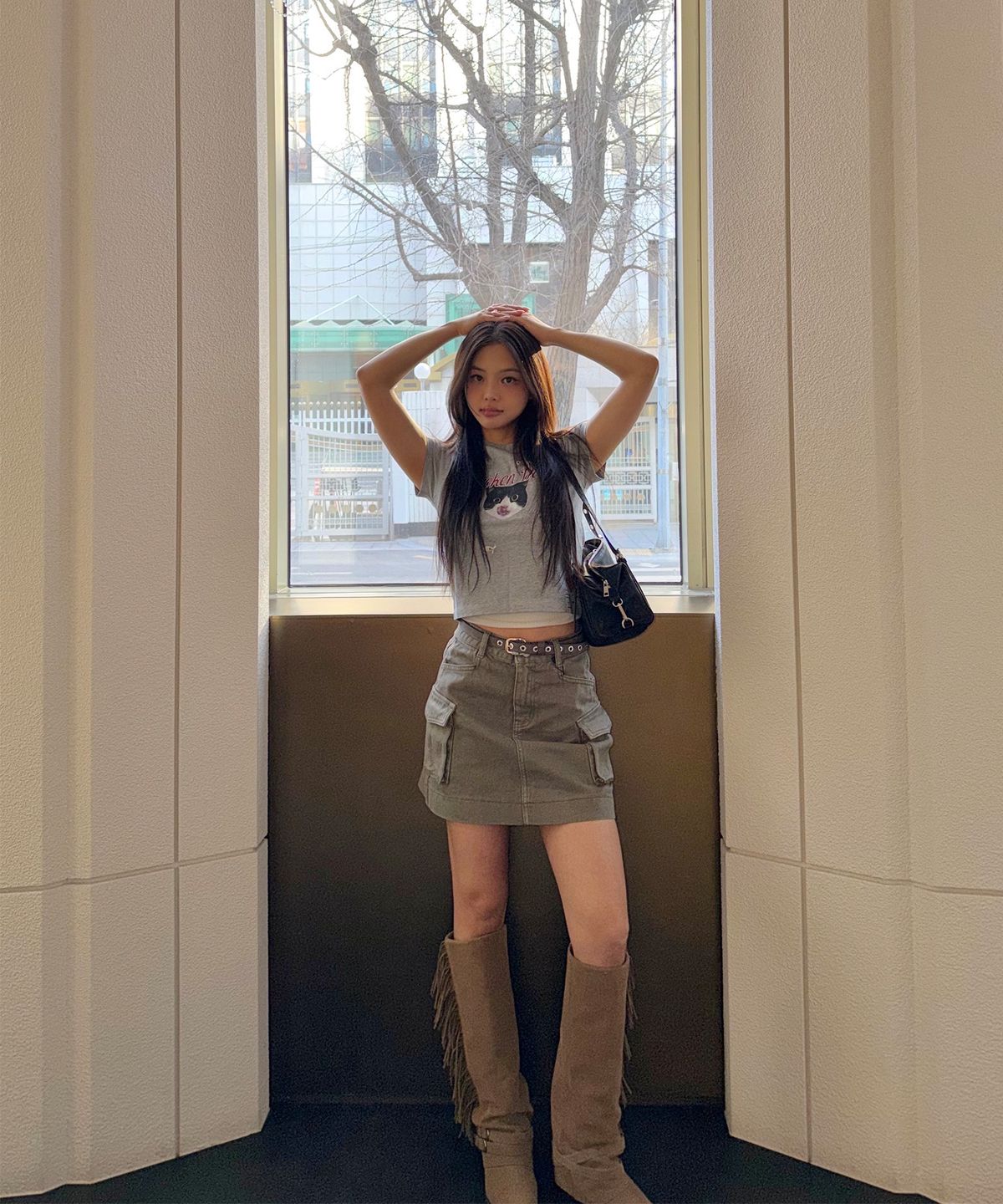 미쏘(MIXXO) 카고 데님 스커트_MIWWHG413J