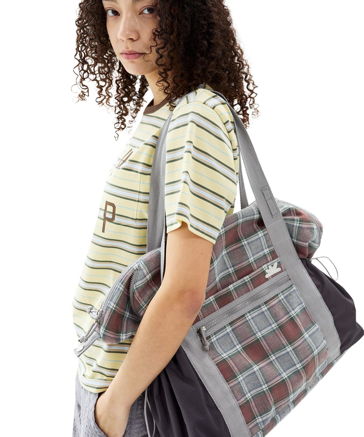 썬러브투어(SUNLOVETOUR) Cabin Big Tote Pink Plaid