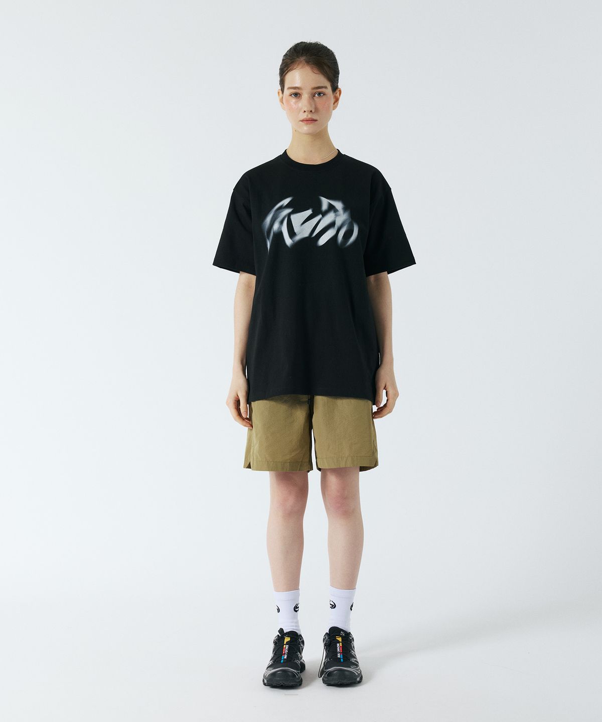 산로(SANRO) [UNISEX] 오버핏 코튼 숏 슬리브 - 블랙