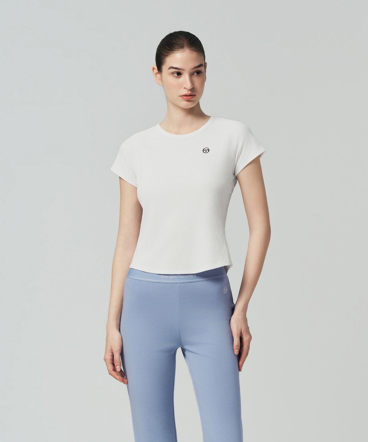 세르지오 타키니(SERGIO TACCHINI) W 립 슬림핏 반팔 티셔츠 (White)